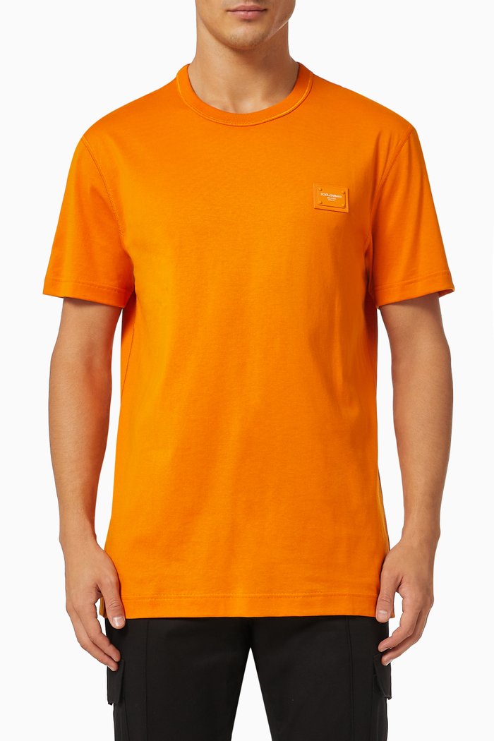 

Logo Plaque Cotton T-Shirt, Orange