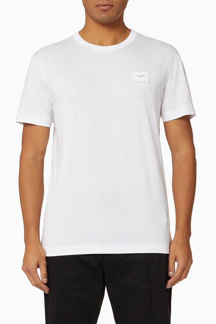Logo Plaque Cotton T-Shirt, White