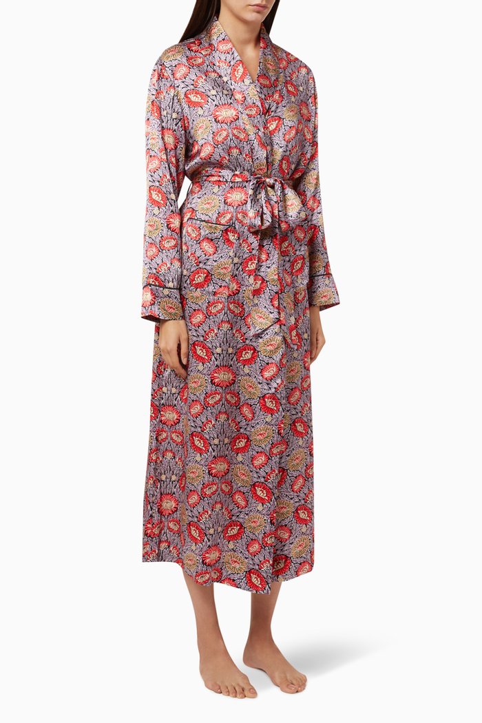 

Cynthia Silk Charmeuse Robe, Purple
