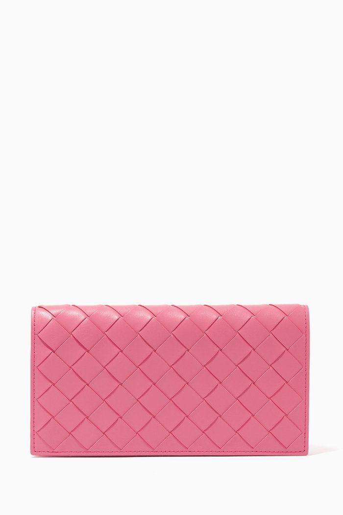 

Continental Wallet in Intrecciato Nappa, Pink