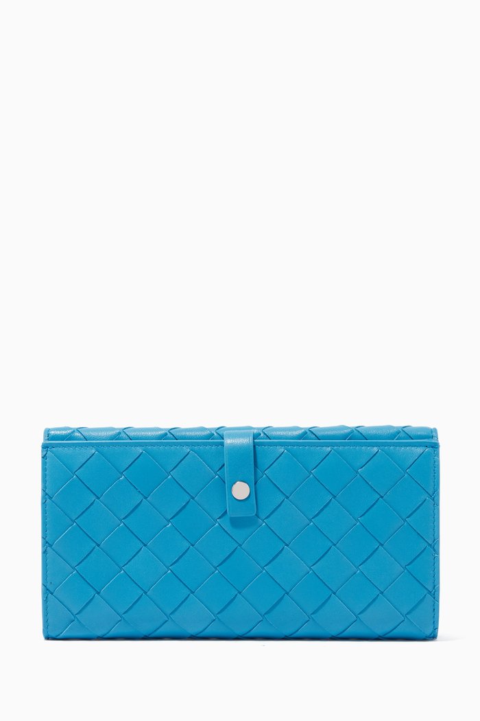 

French Wallet in Intrecciato Nappa, Blue