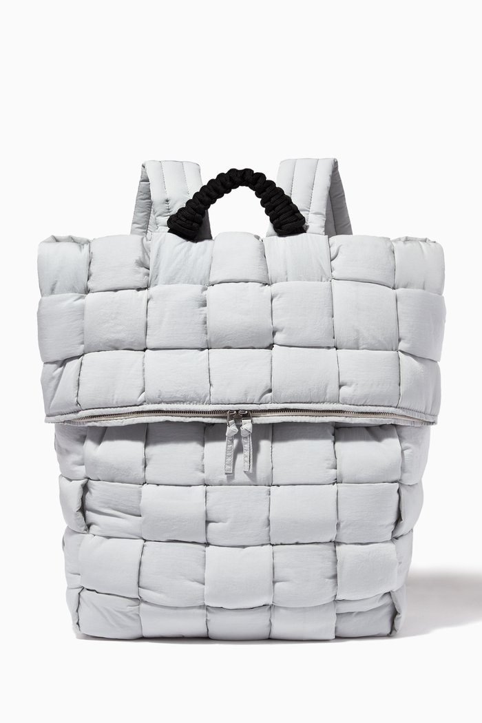 The Padded Backpack in Intrecciato Nylon, White