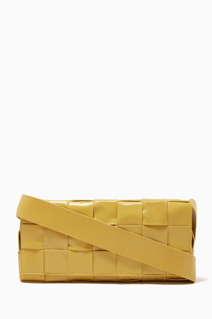 

Crossbody Bag in Intrecciato Paper Calf, Yellow