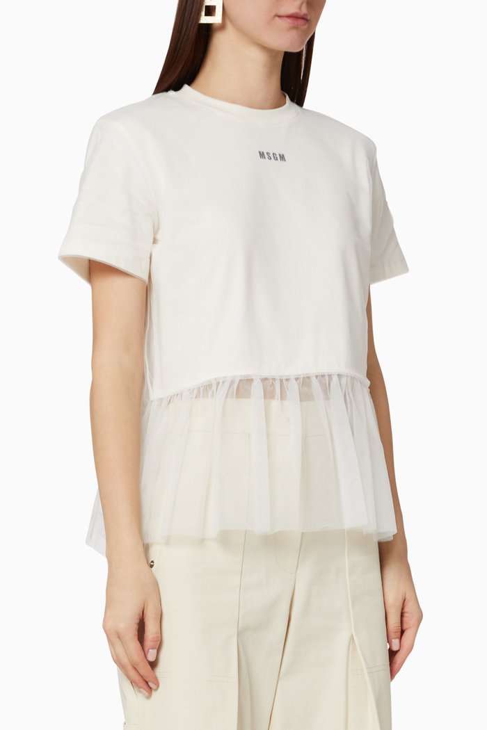 

Peplum Tulle T-Shirt, Neutral