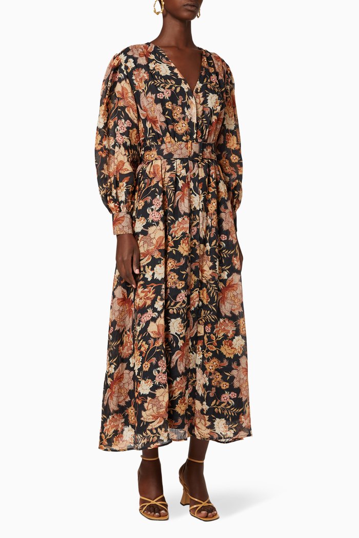 

Fleur Floral Printed Maxi Dress, Orange