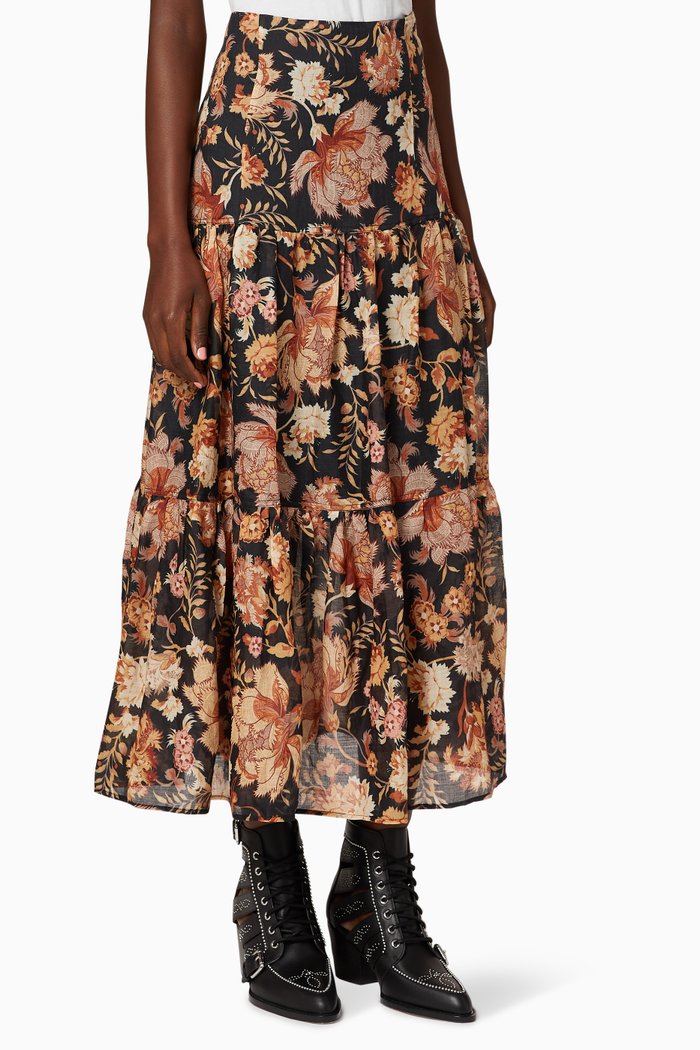 

Fleur Floral Printed Skirt, Orange