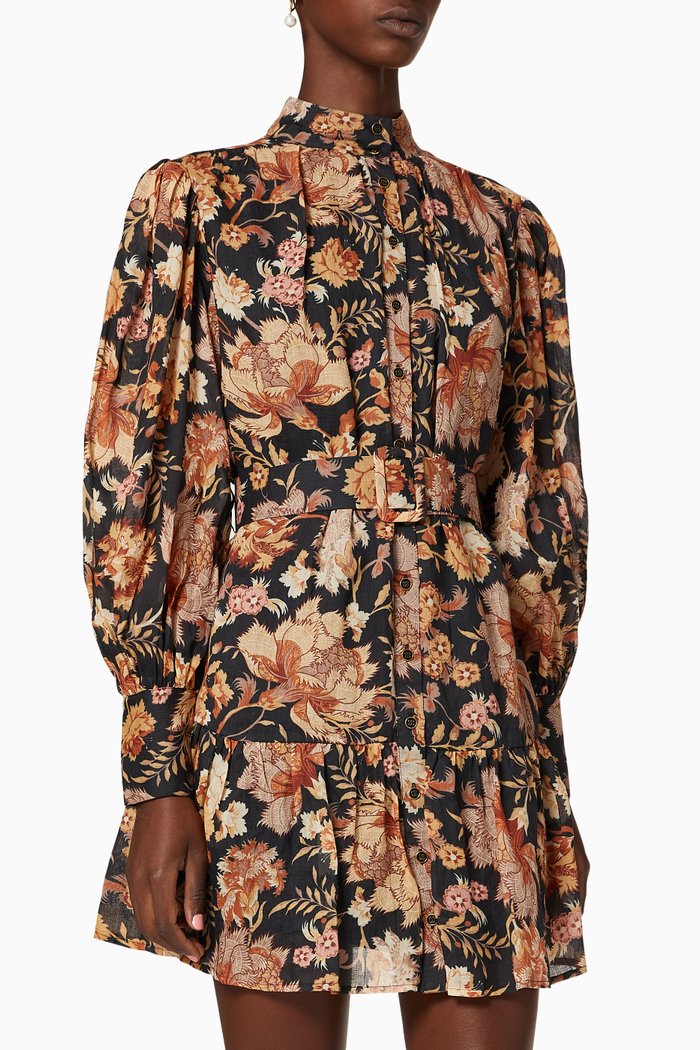 

Fleur Floral Printed Mini Dress, Orange