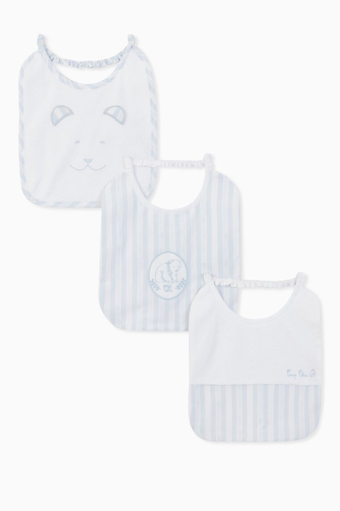 

Embroidered Bib, Set of 3, Blue