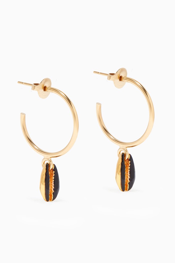 

Shell Hoop Earrings, Black