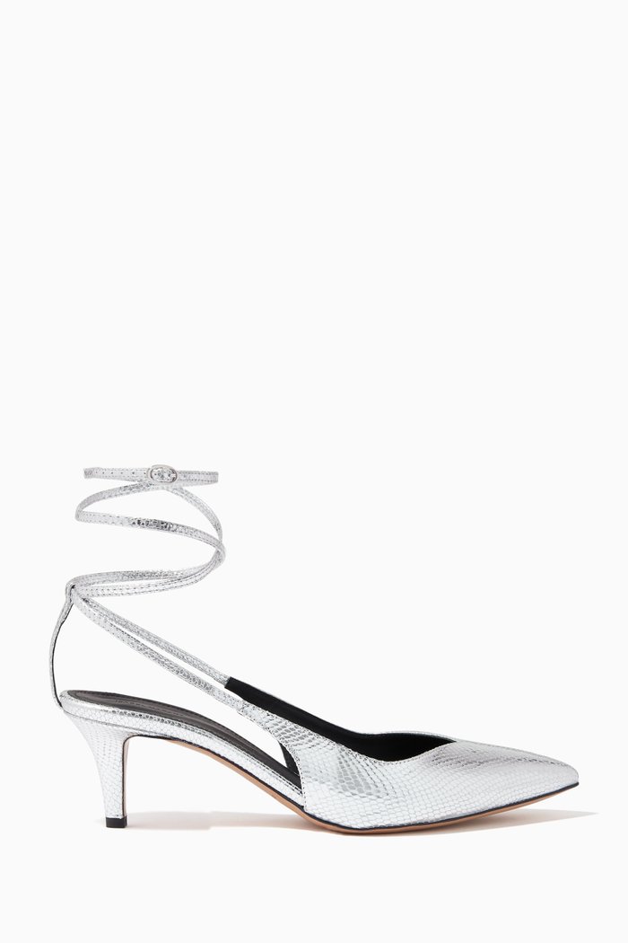 

Pesar 50 Pumps in Snakeskin Print Leather, Silver