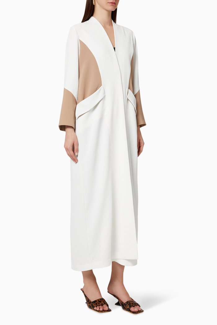 

Colour-Block Abaya, White