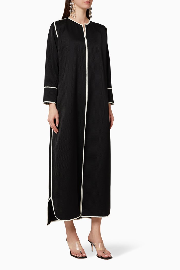 

Monochrome Ribbed Abaya, Black