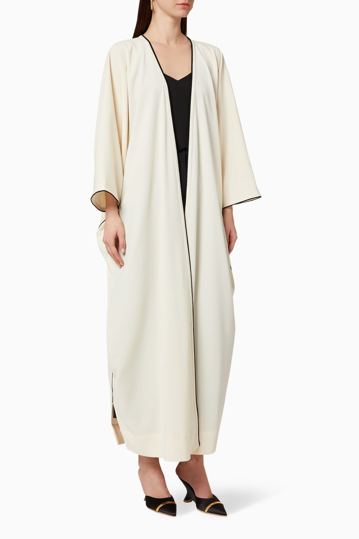 

Satin Trim Abaya, Neutral