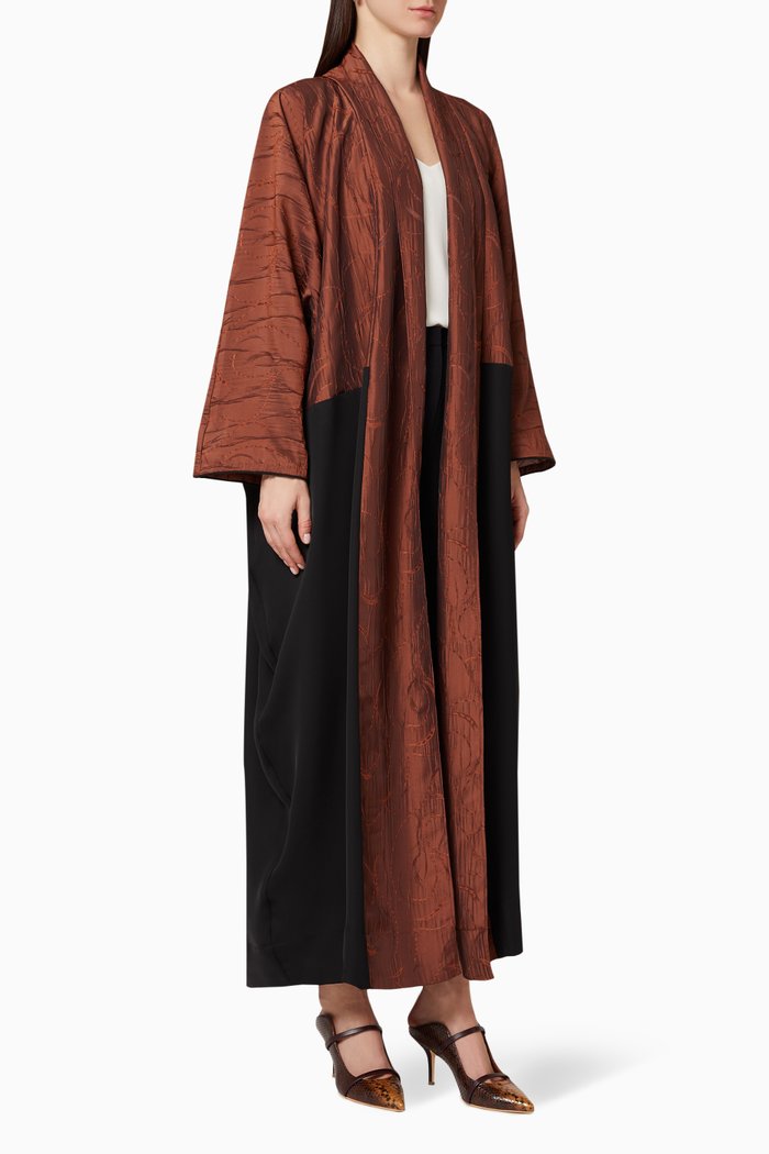

Two-Tone Jacquard Abaya, Brown