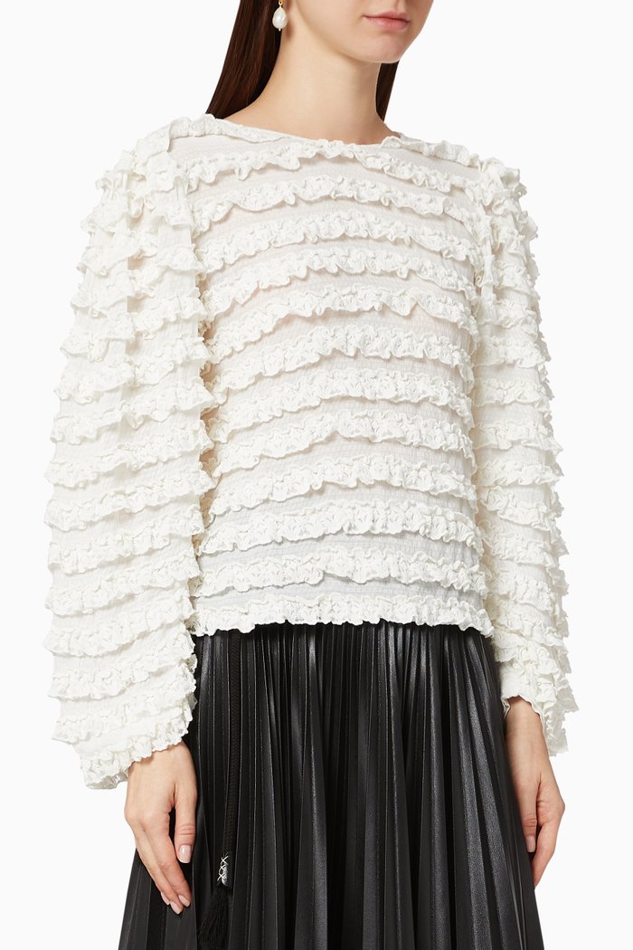 

Davos Frilled Sweater, White