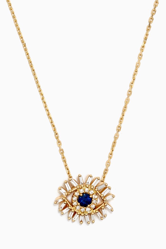 

Mini Evil Eye Blue Sapphire Necklace in 18kt Yellow Gold