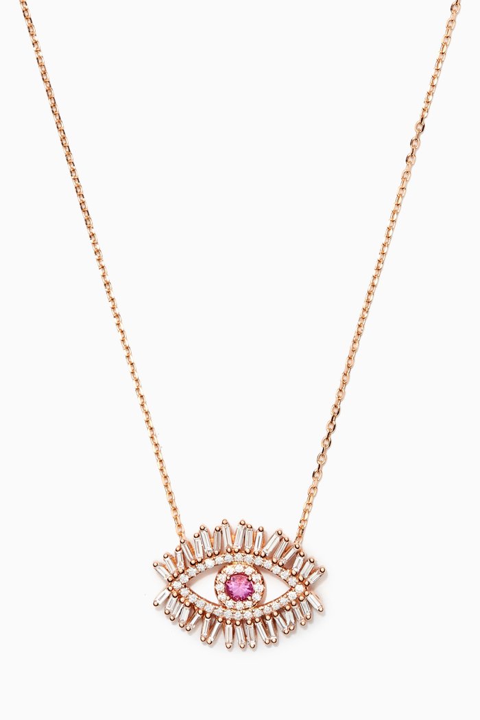 

Evil Eye Pink Sapphire Necklace in 18kt Rose Gold