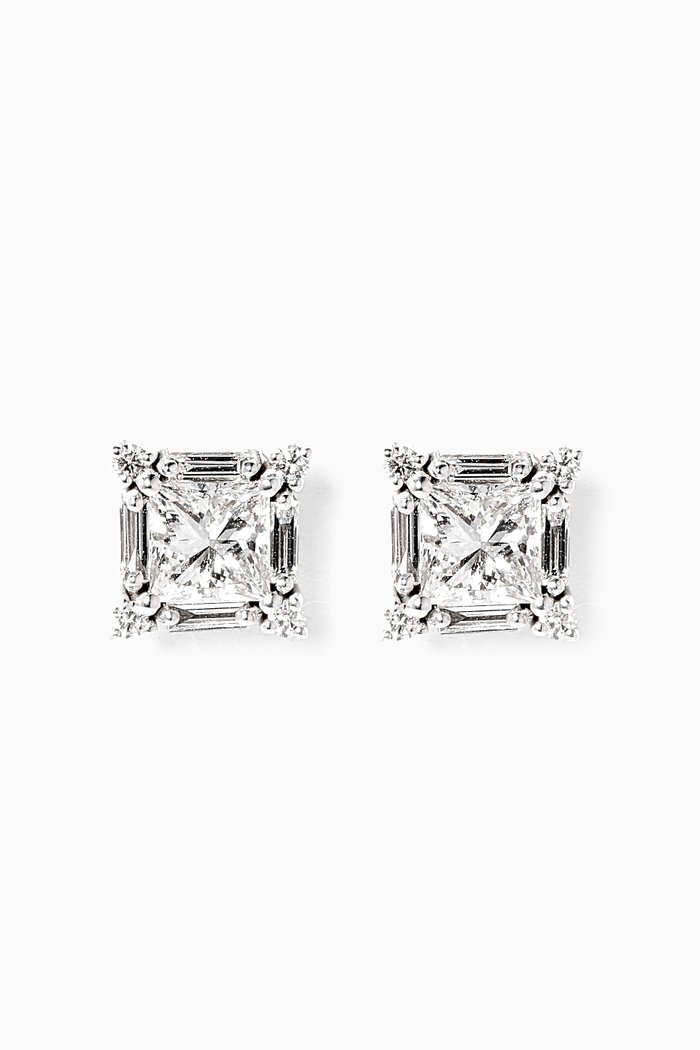 

Princess Diamond Stud Earrings in 18kt White Gold, Silver