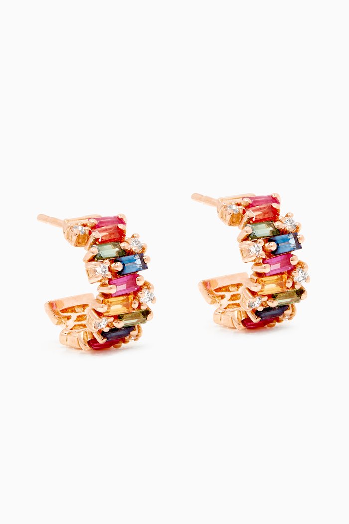 

Rainbow Fireworks Hoop Earrings in 18kt Rose Gold