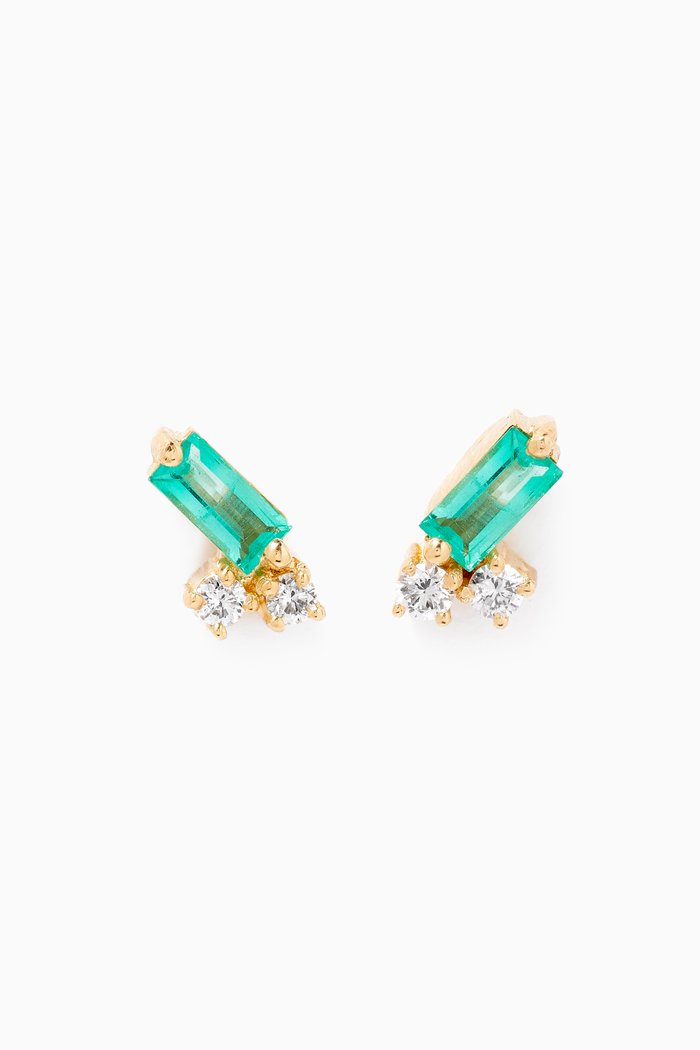 

Fireworks Emerald & Diamond Earrings in 18kt Yellow Gold