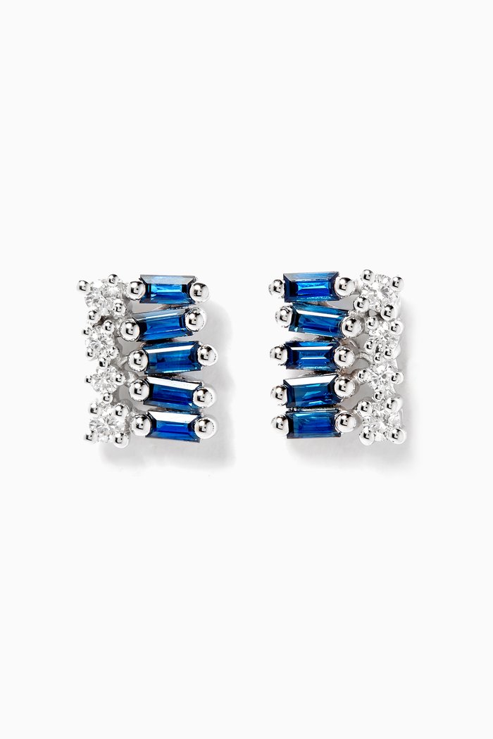 

Fireworks Blue Sapphire Stud Earrings in 18kt White Gold, Silver