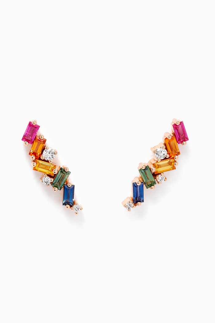 

Rainbow Fireworks ZigZag Earrings in 18kt Rose Gold, Silver