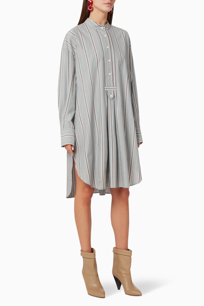 

Alex Stripe Cotton Shirt Dress, Grey