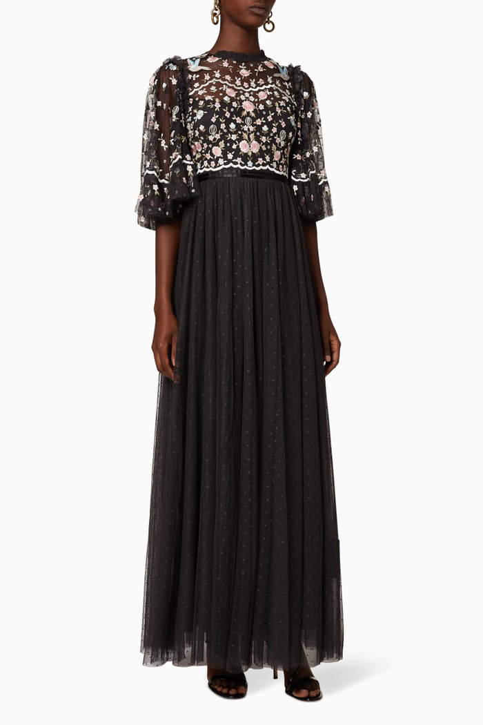 

Regency Garden Bodice Dress, Black