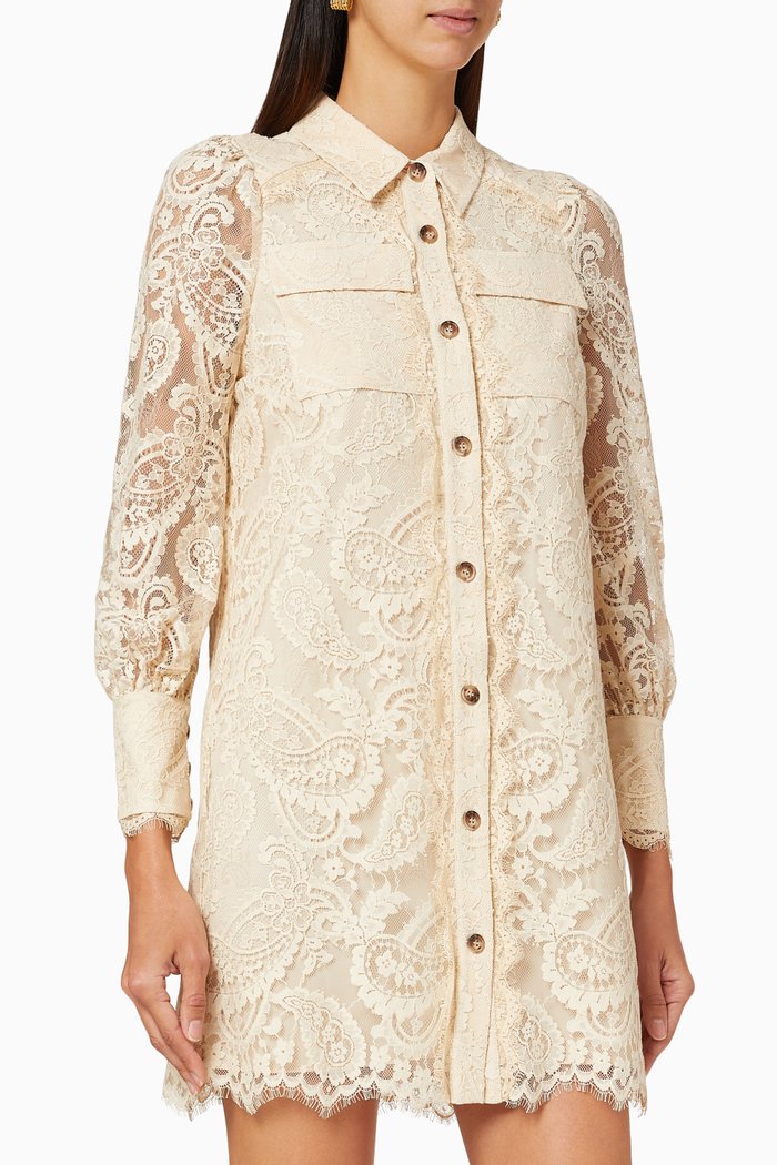 Lace Shirt Dress, Neutral