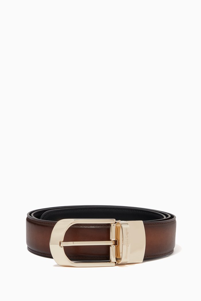 

Reversible Belt in Calfskin Leather, Brown