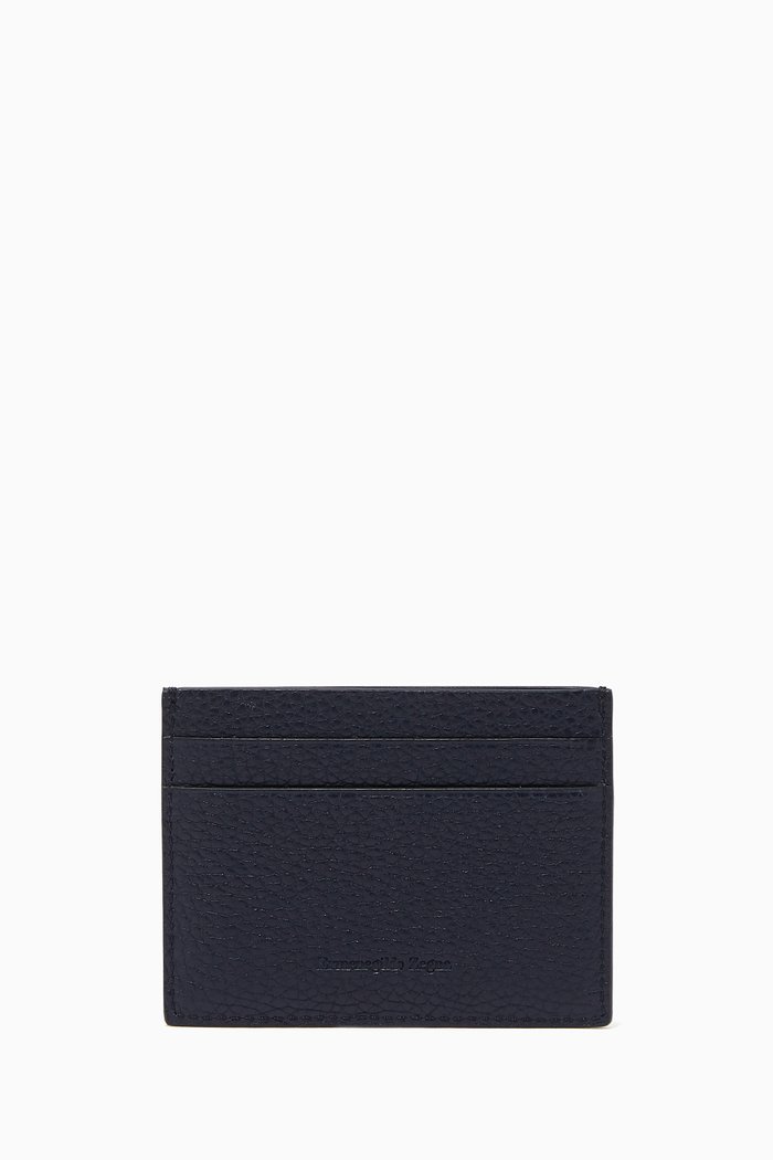 

10CC Zipped Card Case in Grained Calfskin Leather, Blue