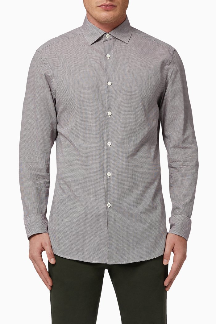 

Microstructured Cotton Shirt, Red