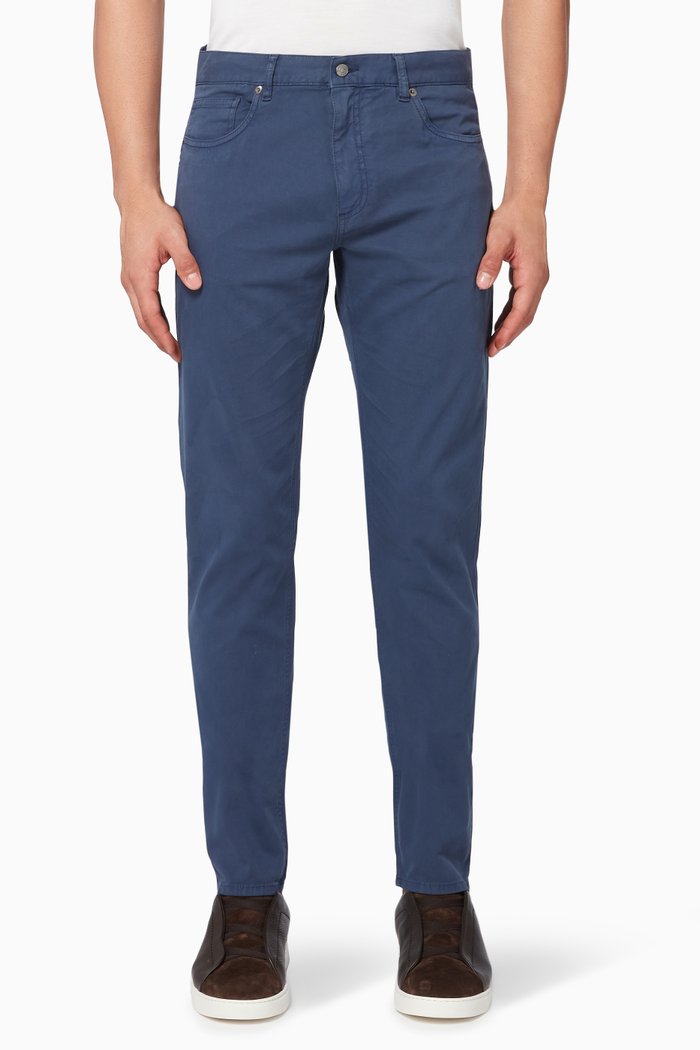 

Stretch Cotton & Lyocell Denim Jeans, Blue