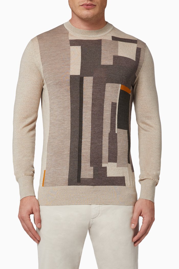 

Wool & Silk Cashmere Knit Crewneck, Neutral