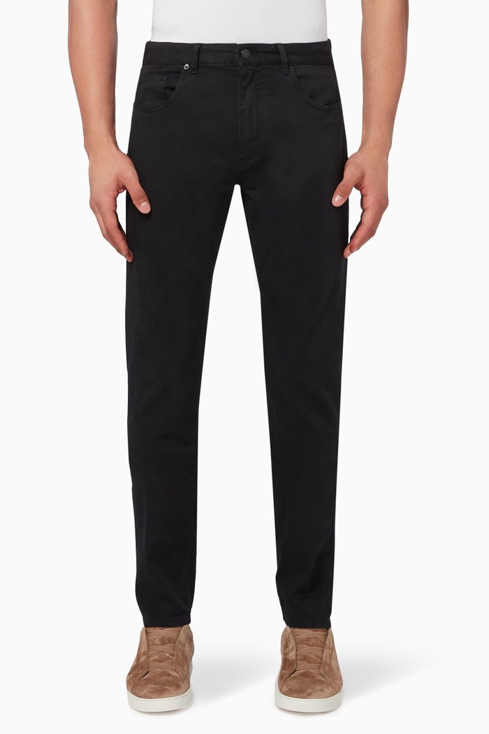 

Stretch Cotton & Lyocell Denim Jeans, Black