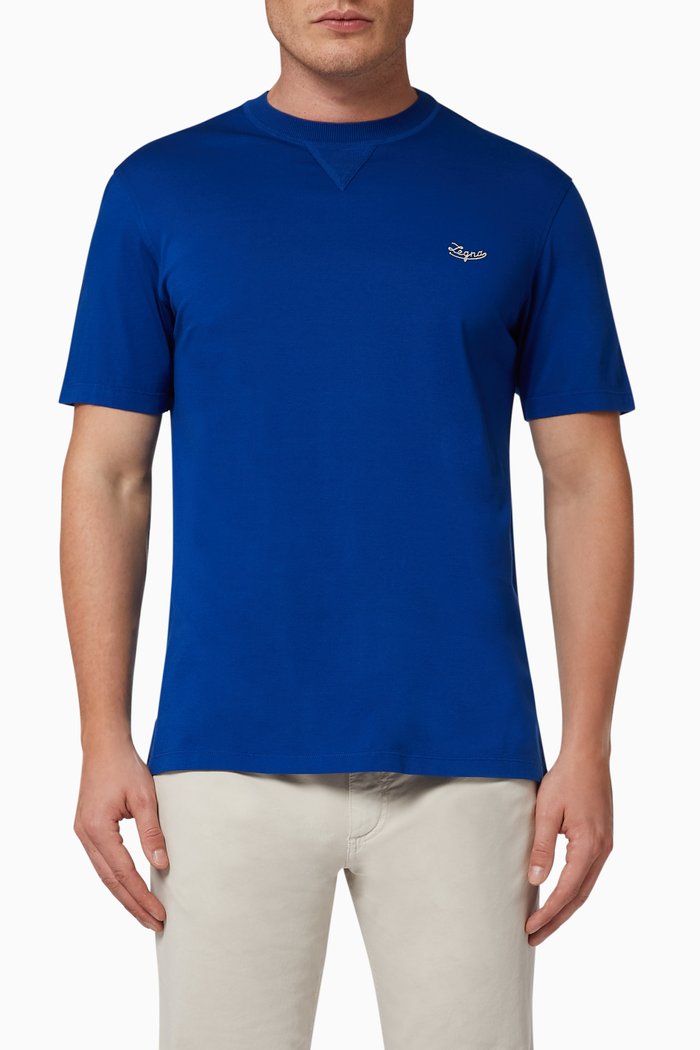 Mercerized Cotton T-Shirt, Blue