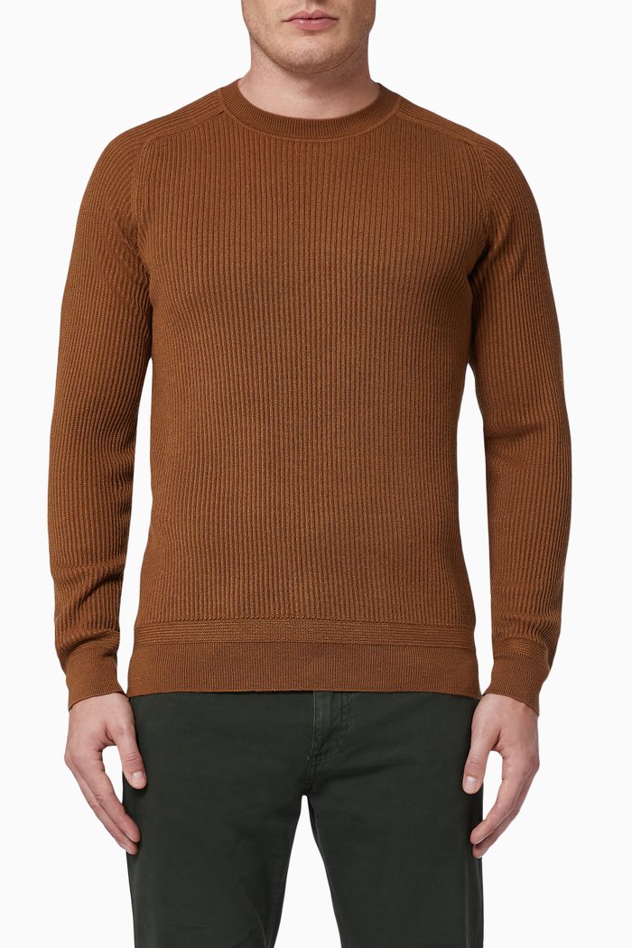 

Wool & Silk Knit Crewneck, Brown