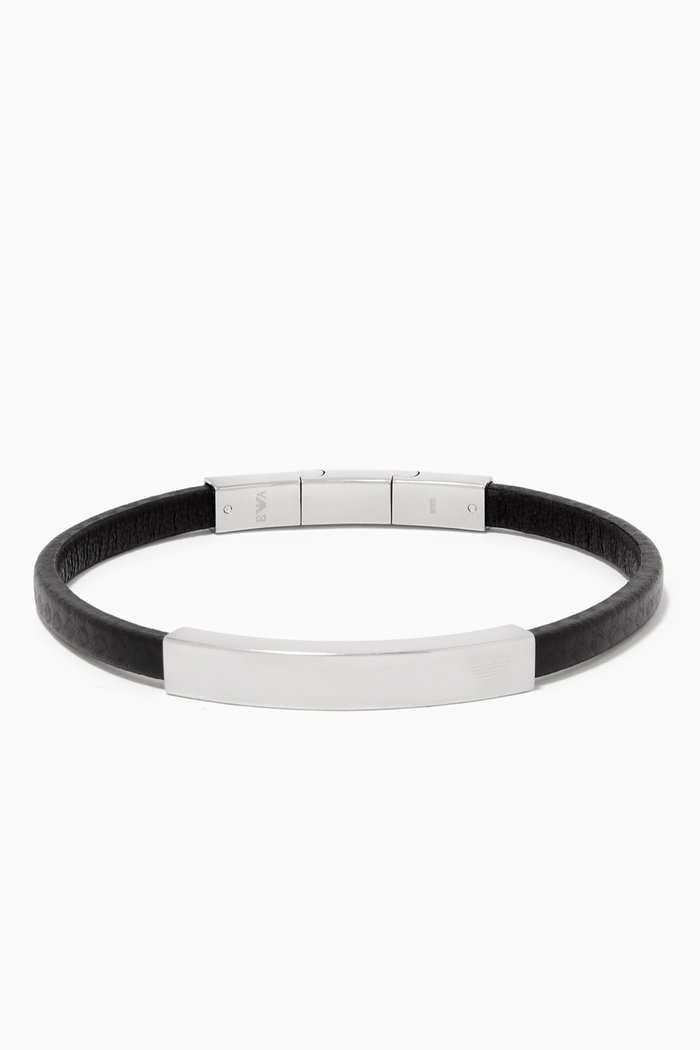 

EA Eagle Essential Bracelet in Leather, Black