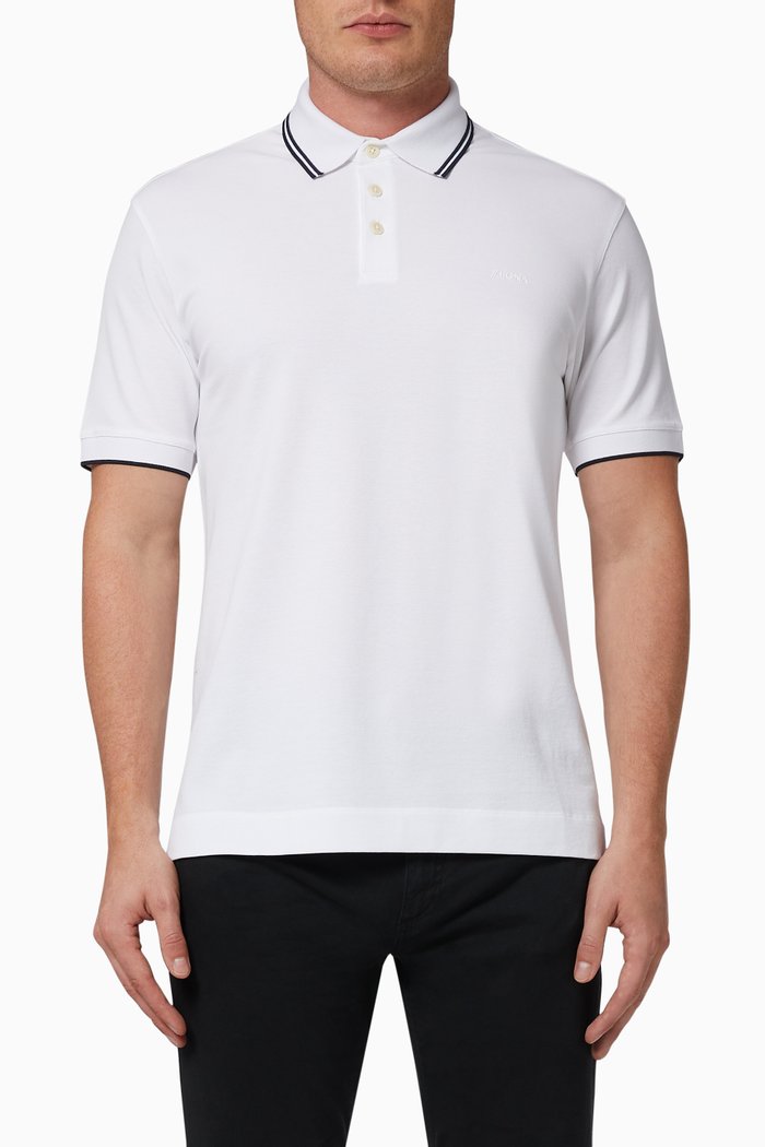 

Stretch Cotton Polo, White