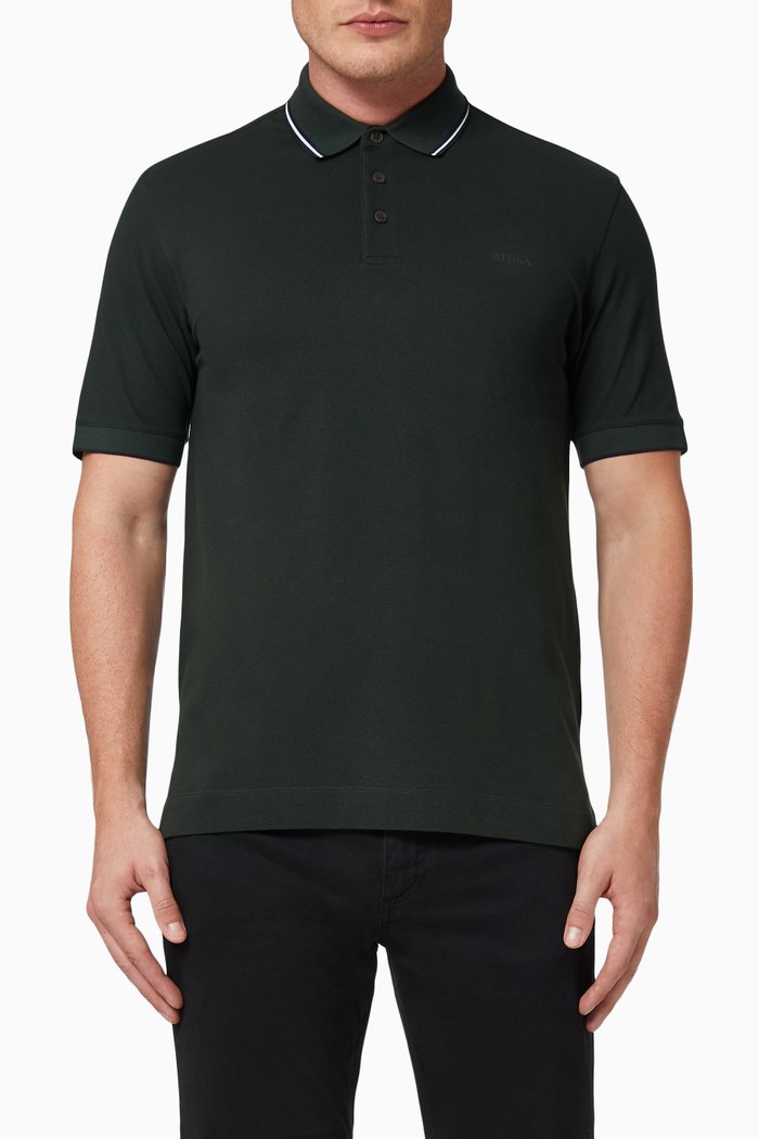 

Stretch Cotton Polo, Green
