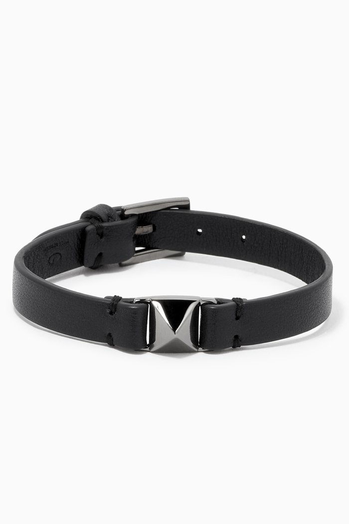 

Valentino Garavani Rockstud Bracelet in Leather, Black