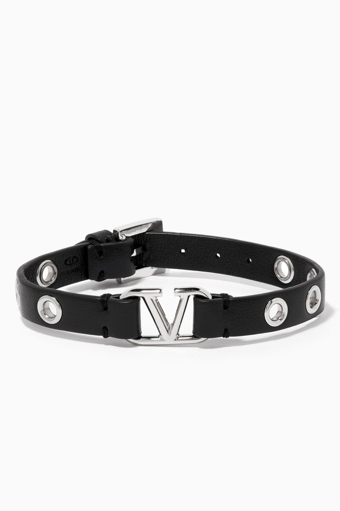 

Valentino Garavani VLOGO Bracelet in Leather, Black