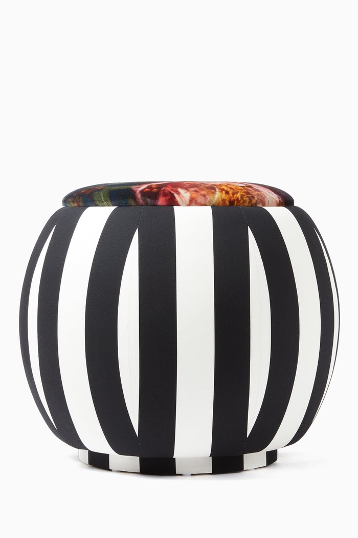 

Striped & Floral Print Velvet Queen Pouf, Multicolour