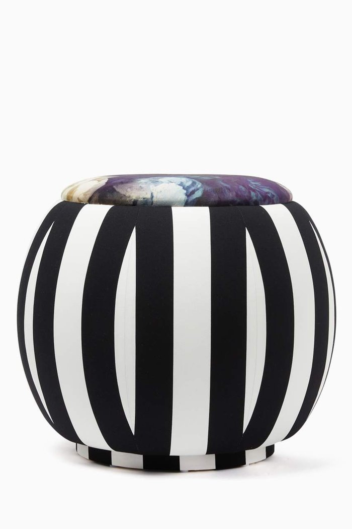 

Striped & Floral Print Velvet Queen Pouf, Multicolour