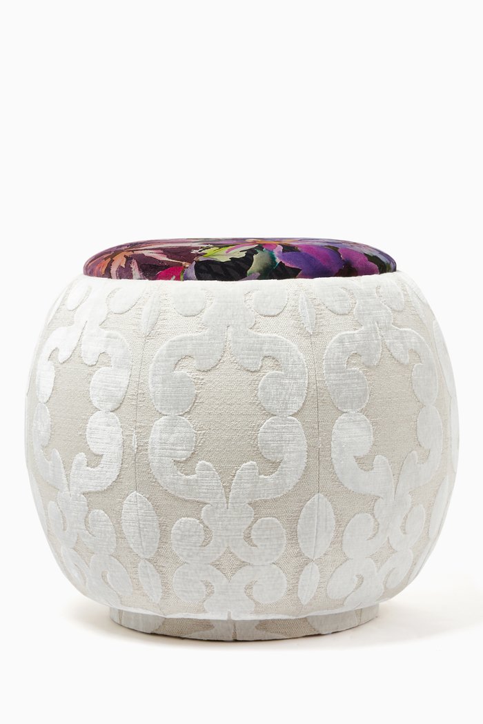 

Damask Velvet Queen Pouf, Multicolour