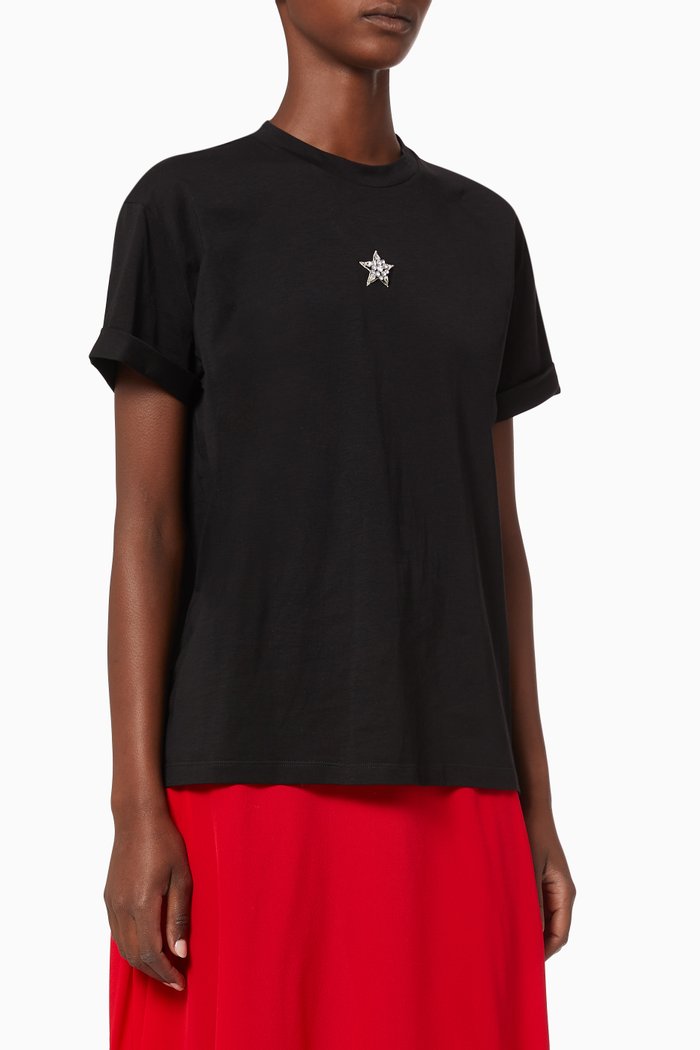 

Embellished Ministar Organic Cotton T-Shirt, Black