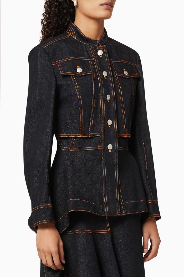 

Peplum Denim Jacket, Black