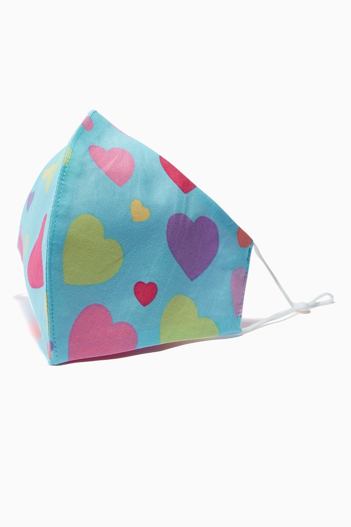 

Hearts Face Mask in Cotton, Blue