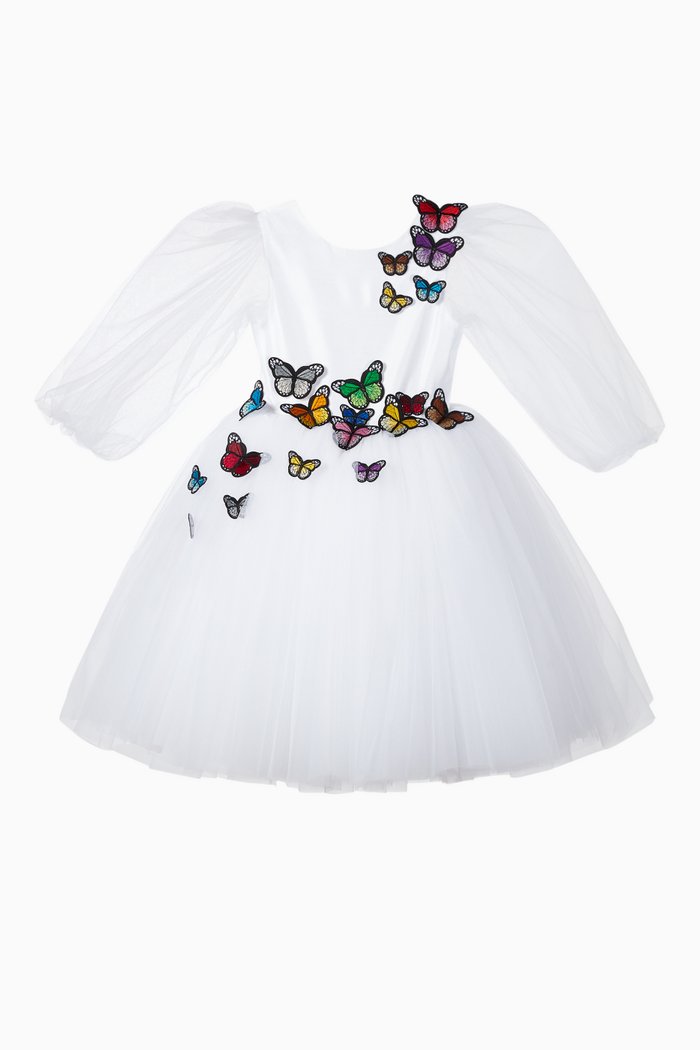

Butterfly Appliqué Tutu Dress, White
