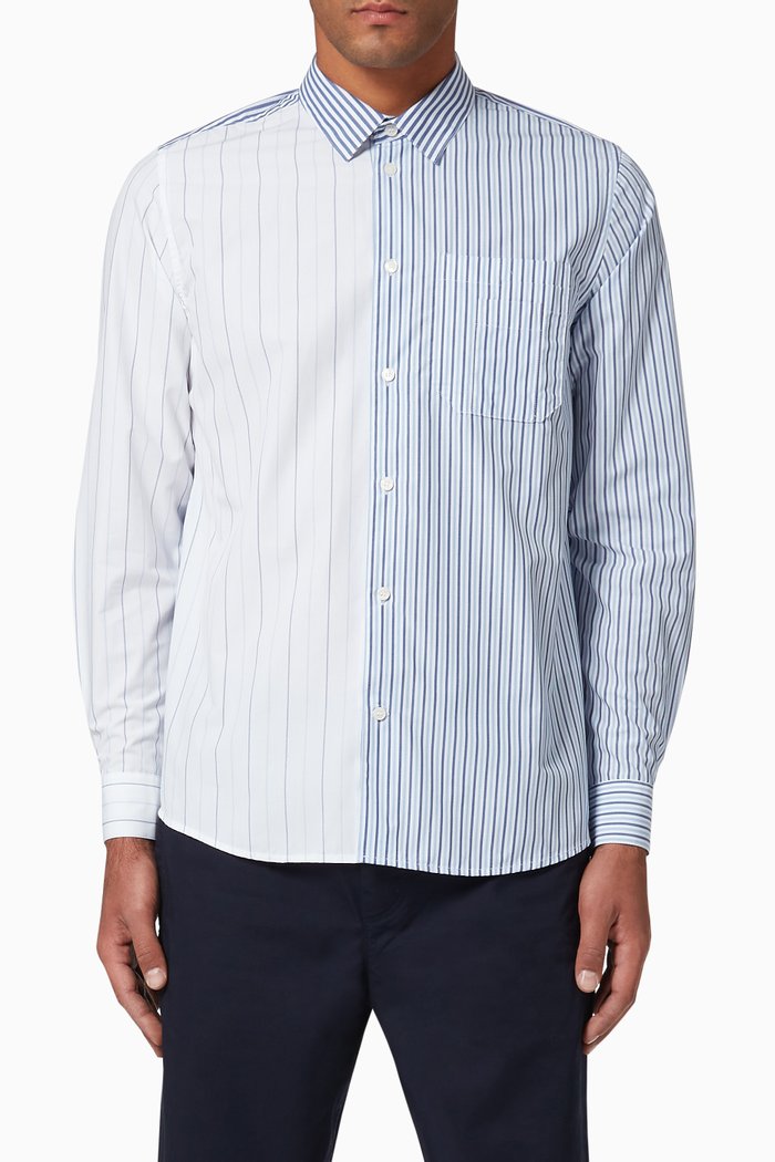 

Timothy Striped Poplin Shirt, Blue